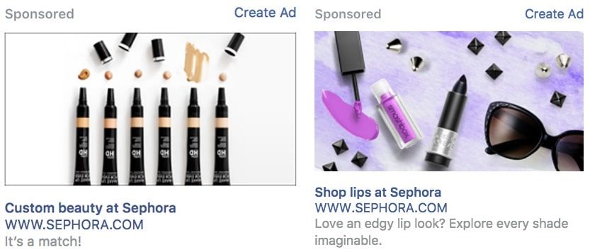 Sephora - labākās Facebook reklāmas