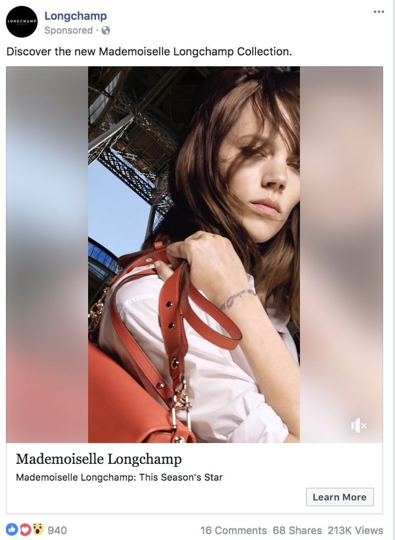 Longchamp - labākās facebook reklāmas