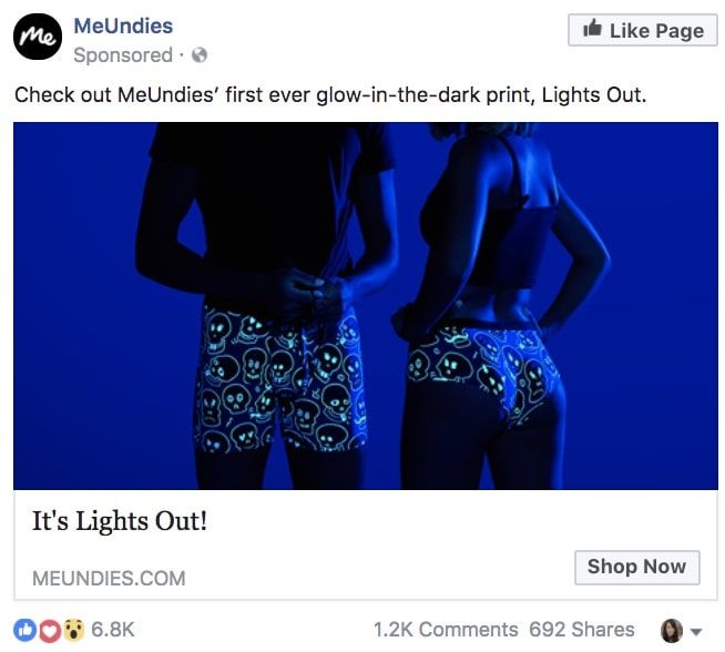 Me Undies - най-добрите реклами във facebook
