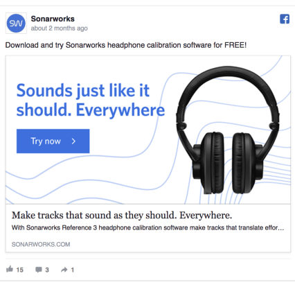 Disseny d’anuncis de Facebook de Sonarworks