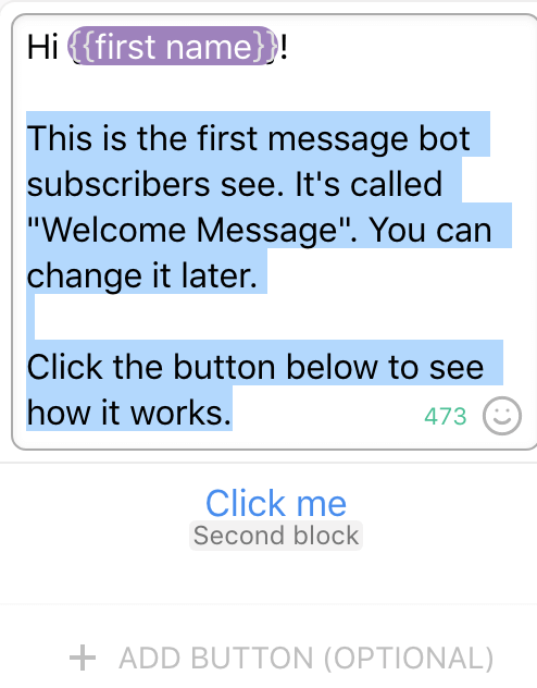 رسالة ترحيب chatbot