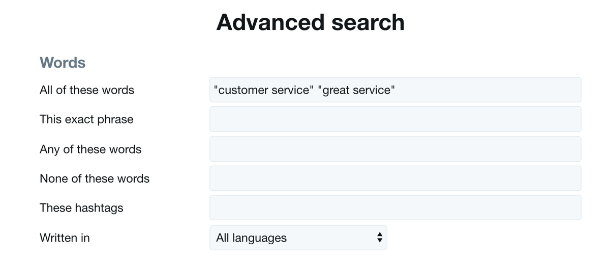 Twitter Advanced Search Words