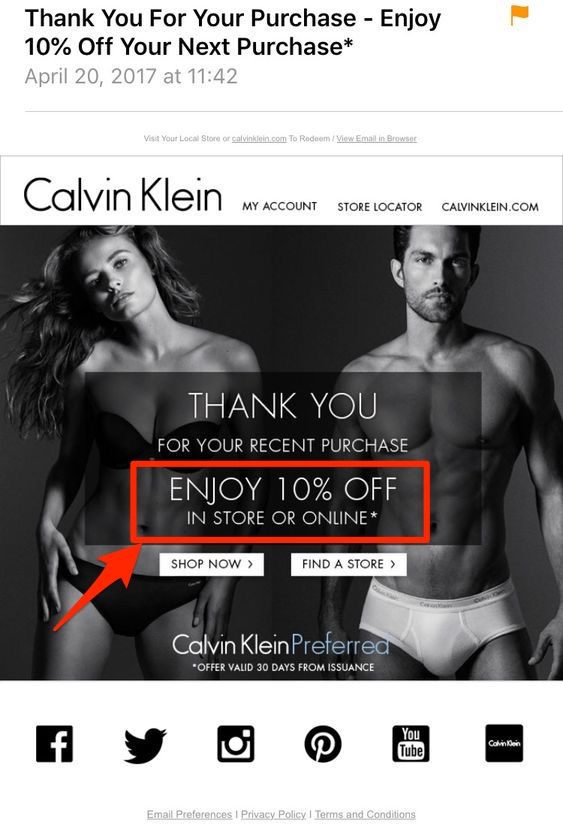 Calvin Klein Email Upsell