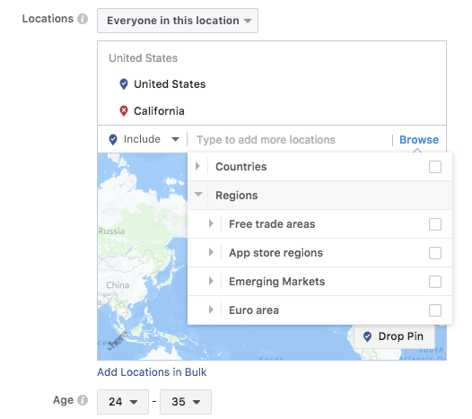 Configuració de publicitat regional a Facebook