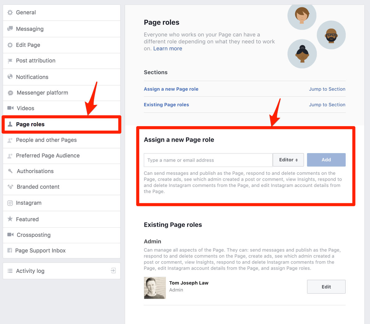 Facebook Business Page Assign Roles