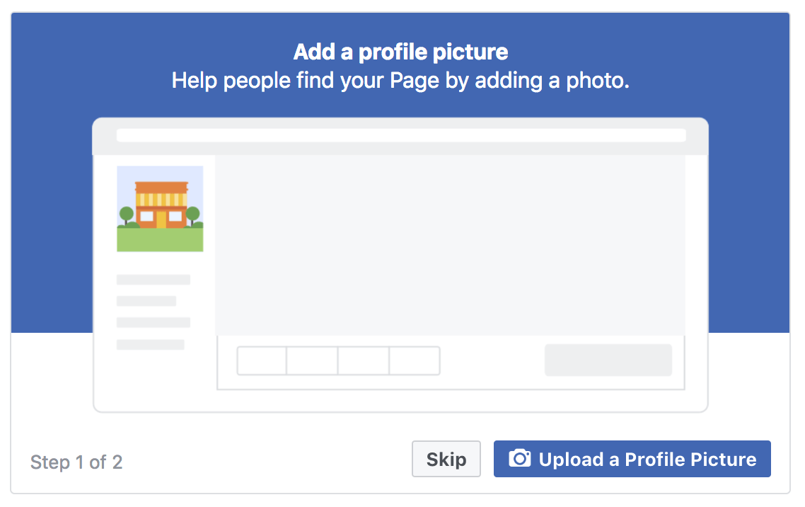 Facebook-forretningsside Upload profilbillede