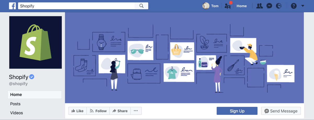 עמוד עסקי של פייסבוק Shopify