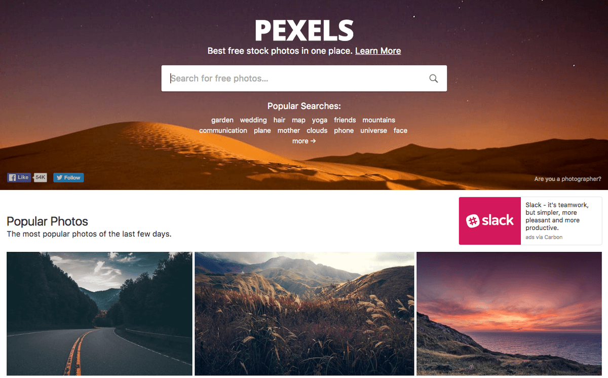 Sitios de imágenes de archivo gratuitos - Pexels