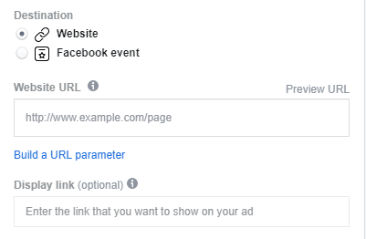 Dodavanje veze na vaš Facebook oglas