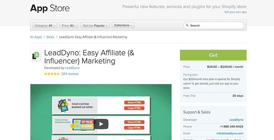 LeadDyno: Shopify Affiliate Marketing -sovellus