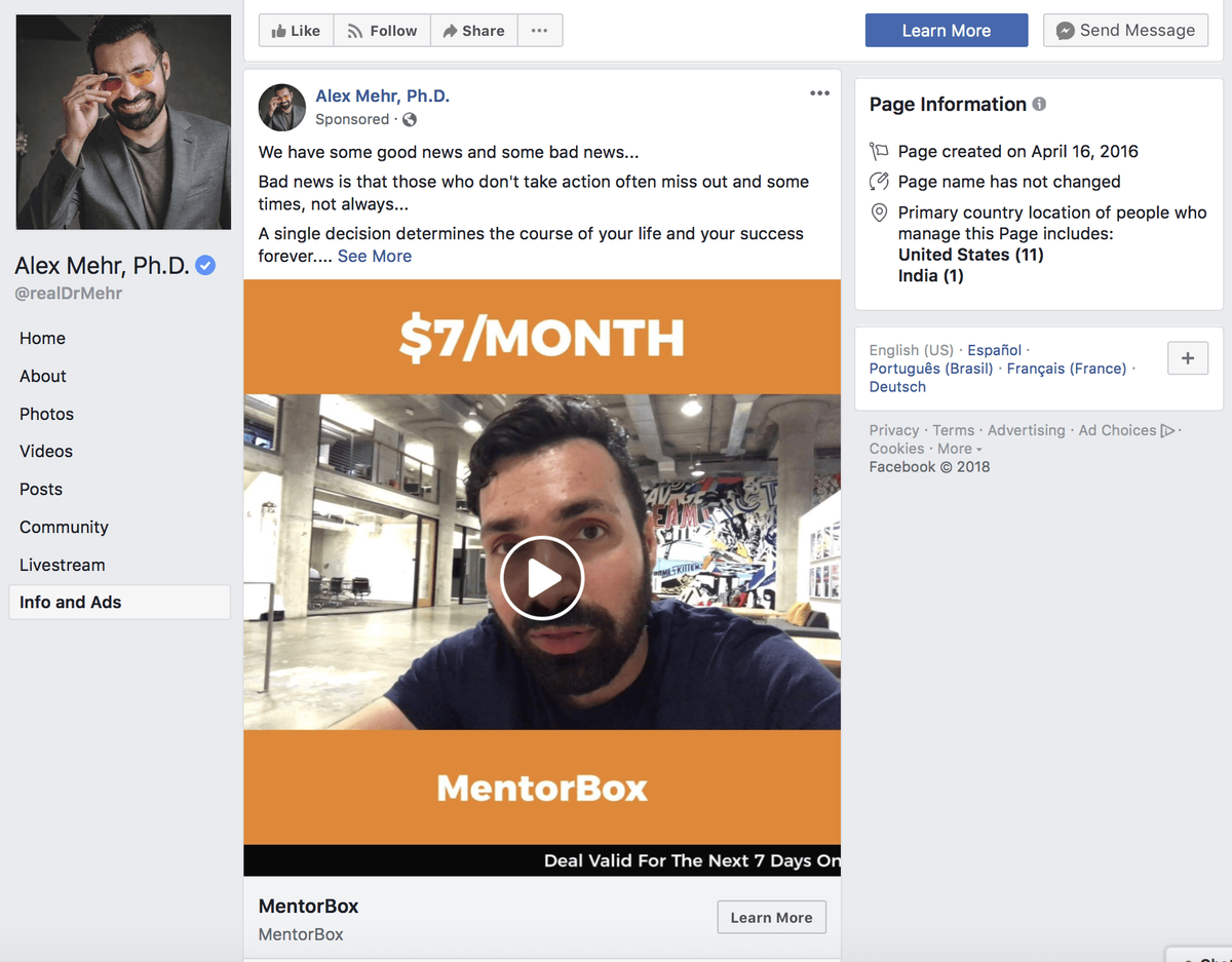 Mentorbox video series funnel