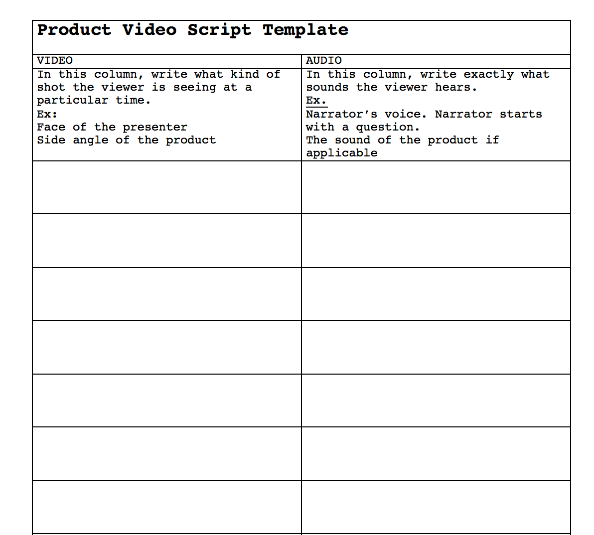 skript videa produktu