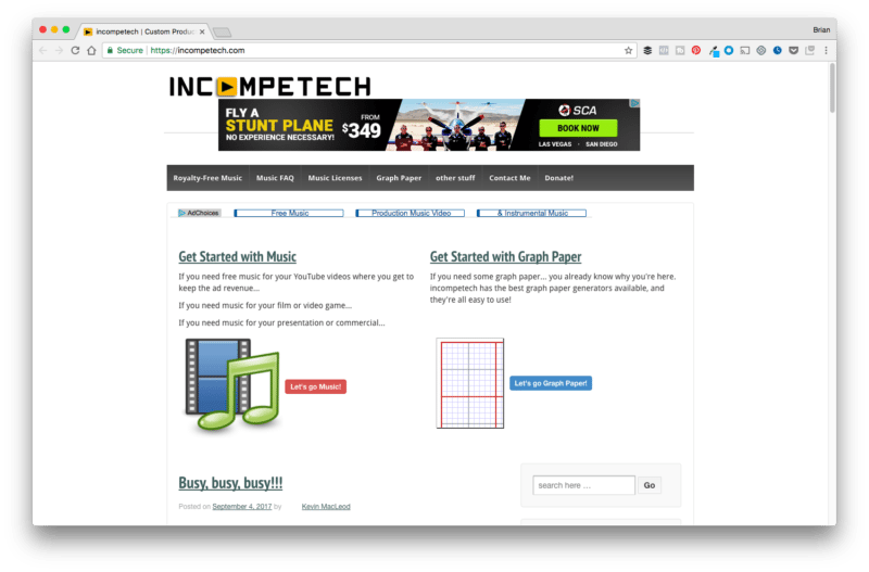 תצוגה מקדימה של דף המוזיקה של IncompeTech