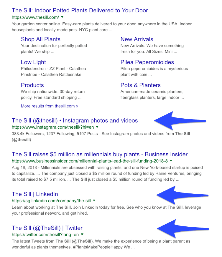 Google खोज परिणामों पर सोशल मीडिया प्रोफाइल