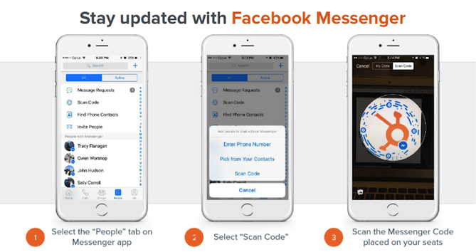Uso de HubSpot Facebook Messenger en eventos