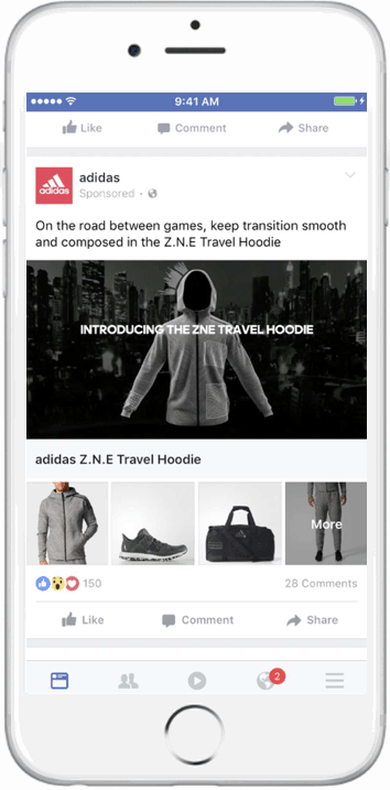 Ejemplo de anuncio de colección de Facebook