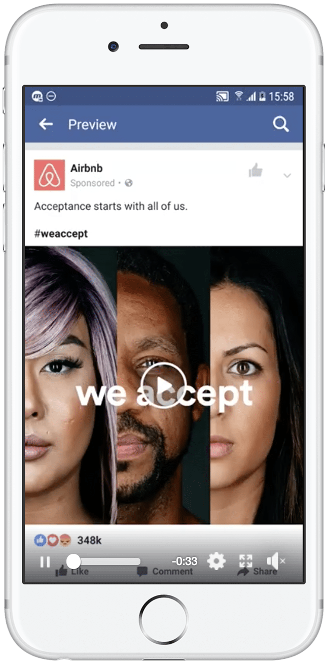 फेसबुक एकल वीडियो विज्ञापन उदाहरण