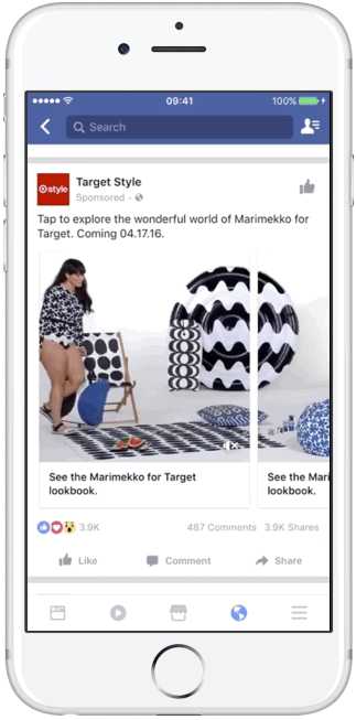 फेसबुक हिंडोला विज्ञापन उदाहरण
