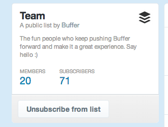 Lista de Twitter del equipo de búfer