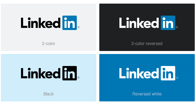 pašreizējās linkedin logotipa variācijas