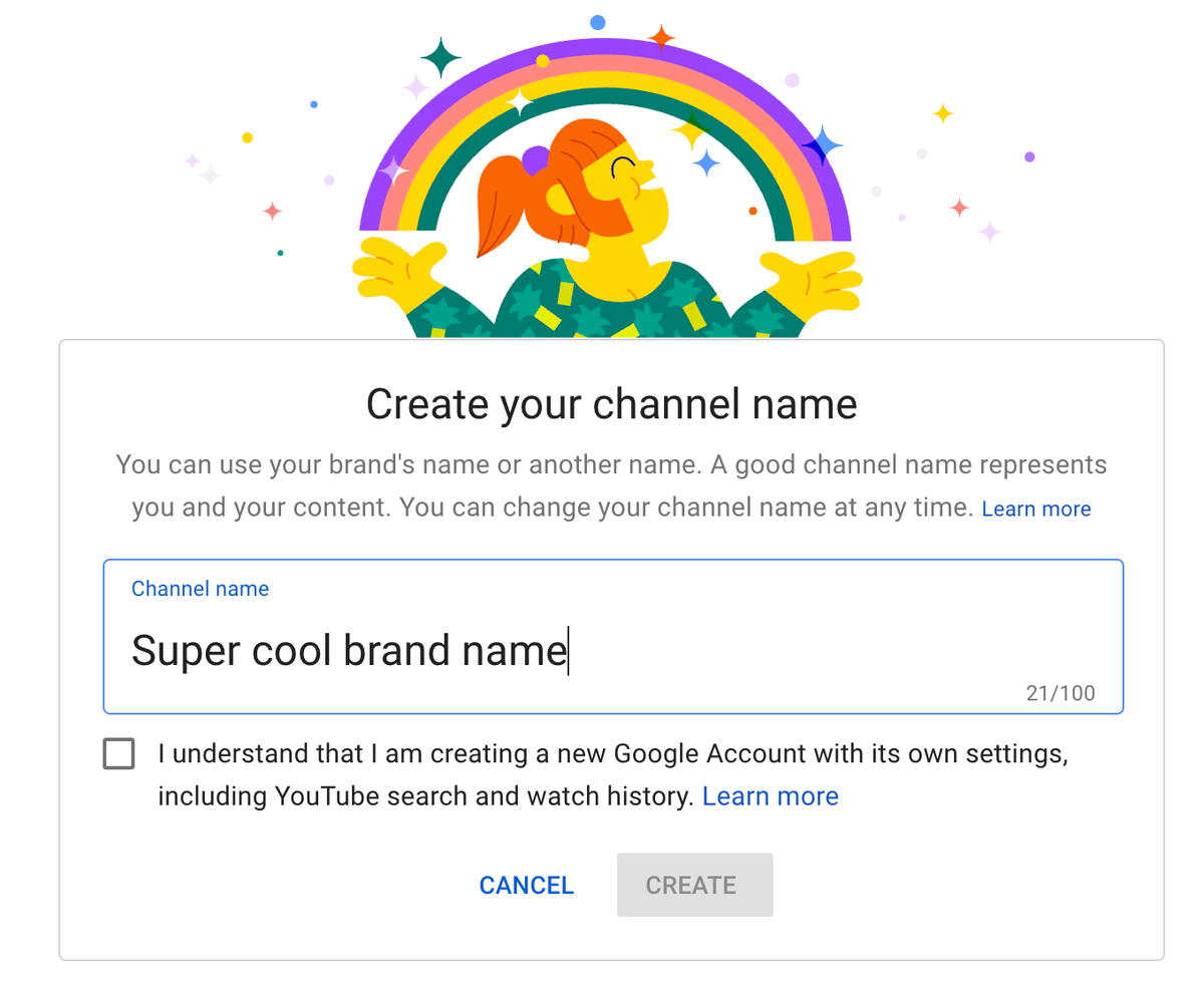 Tạo tên cho kênh YouTube của bạn
