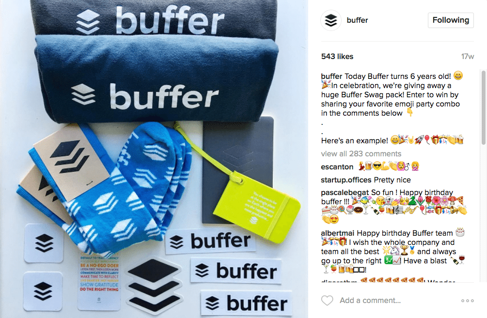 Paligsahan sa giveaway ng Buffer Instagram