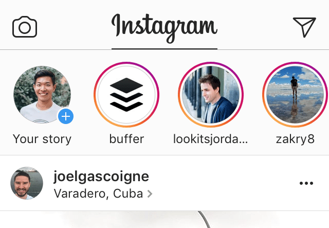 Historias de Instagram en el feed