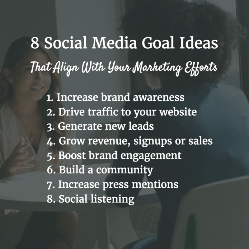 소셜 미디어 아이디어 마케팅 목표