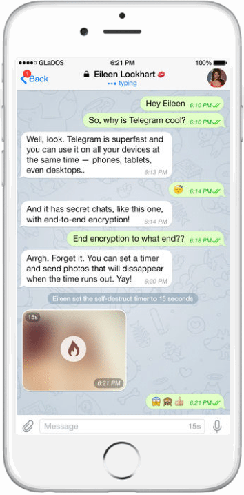 Екранна снимка на приложението Telegram