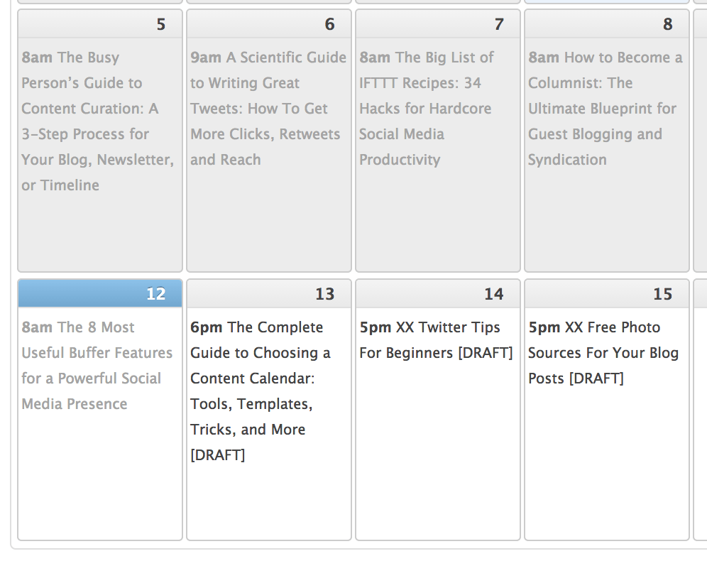 Kalendar editorial WordPress