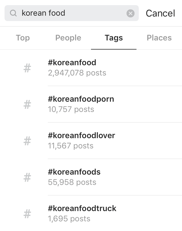 Parimate hashtagide leidmine Instagrami otsingu kaudu