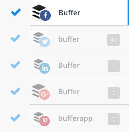 Pelbagai profil media sosial di Buffer