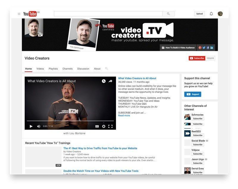 Канал на Video Creators