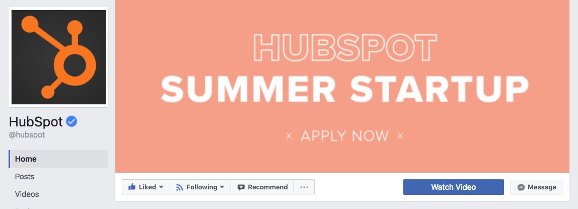 HubSpot Facebookin kansikuva