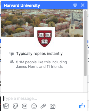 Facebook Messenger de la Universitat de Harvard