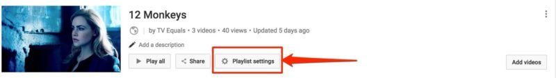 إعدادات قائمة تشغيل YouTube