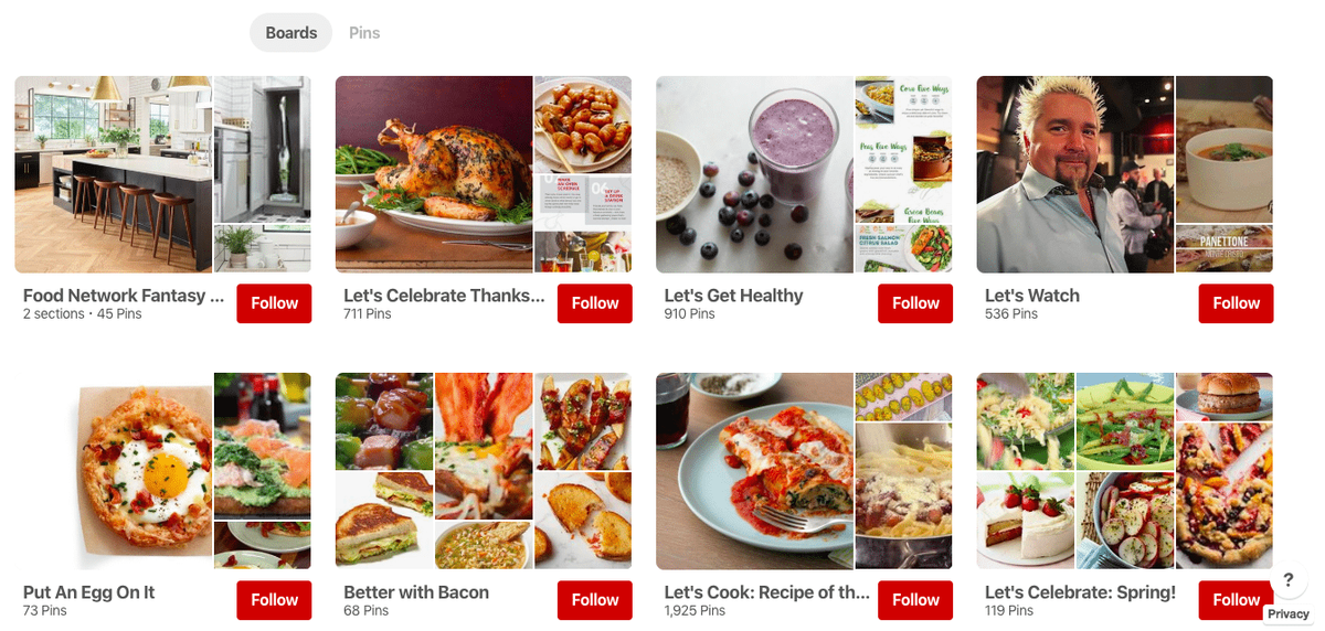 बोर्डों का उपयोग कैसे करें - खाद्य नेटवर्क Pinterest