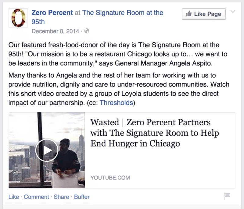Spender des Tages - Zero Percent, Facebook