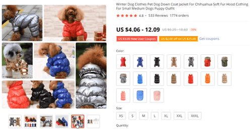 Considere vender chaquetas acolchadas para cachorros en su tienda de comercio electrónico