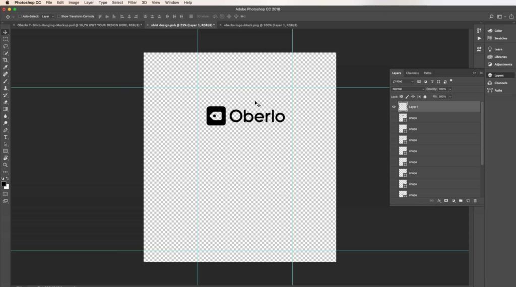 mit Photoshop mit einem Oberlo-Logo