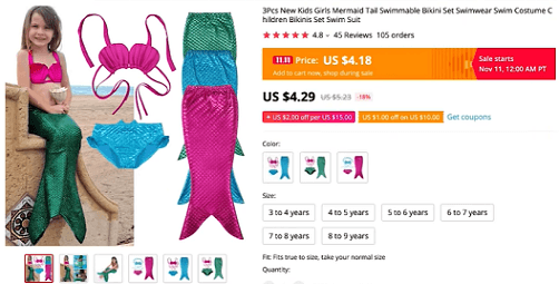 Dieser Badeanzug für Meerjungfrauen für Kinder und Apos ist ein großartiges Nischenprodukt, das 2020 verkauft werden kann